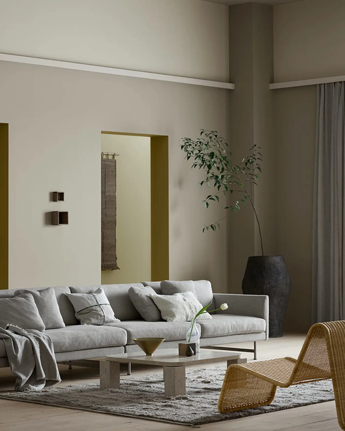 Jotun 12290 Antwerp Beige 12075 Soothing Beige 8583 Earthy Yellow