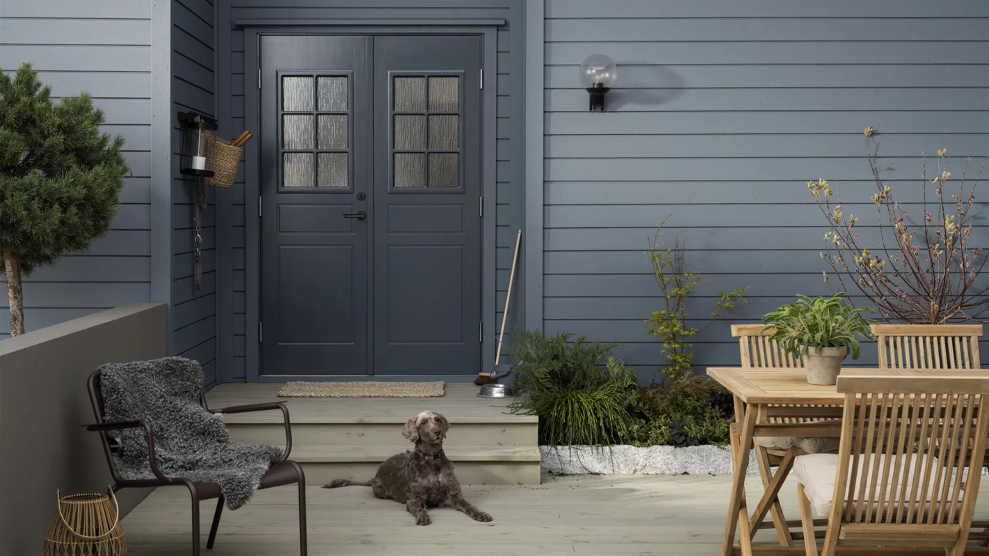 Blå utendørsfarger