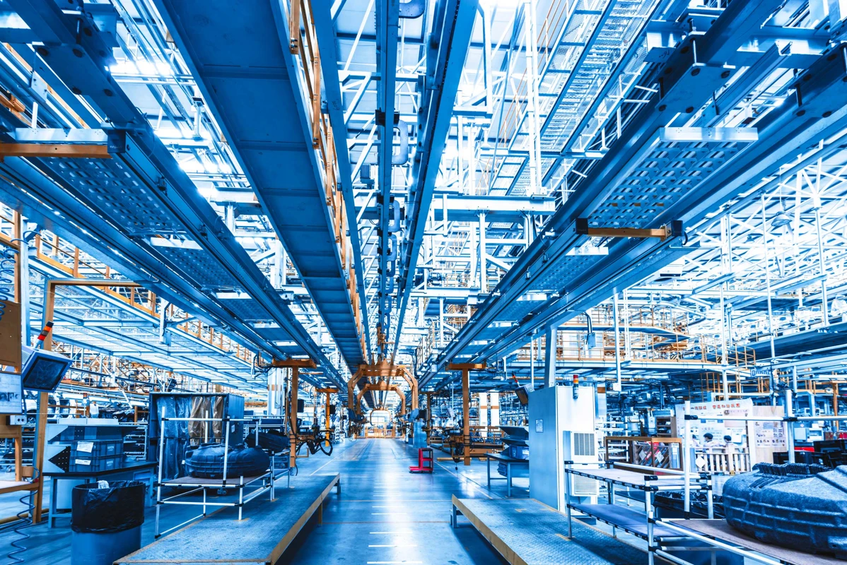 The inside of a factory
